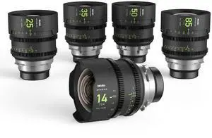 NiSi ATHENA PRIME Cine 5-Lens Kit with 14mm T2.4, 25mm, 35mm, 50mm, 85mm T1.9 Lens, Includes Filter Holder, PL Mount