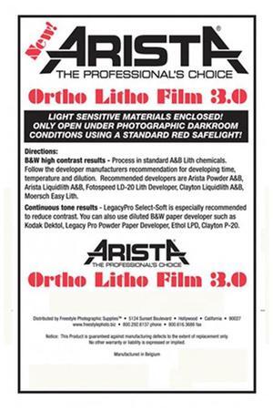 Arista Ortho Litho 8x10" 3.0 Film, 100 Sheets #531811