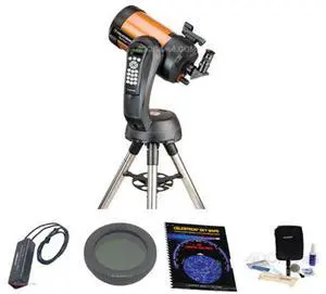 Celestron NexStar 6 SE Schmidt-Cassegrain Computerized Telescope, Bundle with Night Vision Flash Light, Sky Maps Book, 1.25" Moon Filter, Cleaning Kit