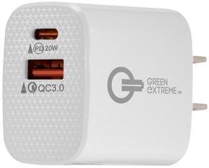 Green Extreme 20W 2-Port USB-C/USB-A Wall Charger, White #GX-CH-USB20