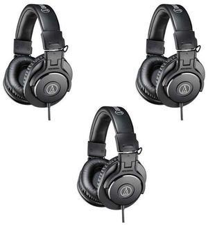 Audio-Technica 3 PACK ATH-M30x Pro Monitor Headphones, 96dB, 15-20kHz, Black