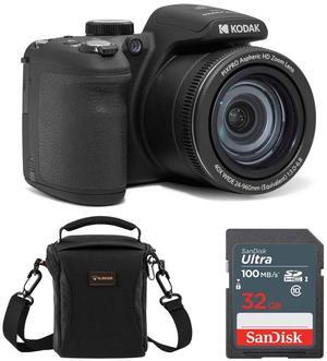 Kodak PIXPRO AZ405 Astro Zoom 20MP FHD Digital Camera, Black, w/32GB Card & Bag