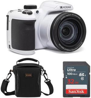 Kodak PIXPRO AZ405 Astro Zoom 20MP FHD Digital Camera, White, w/32GB Card & Bag