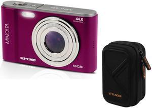 Minolta MND20 44MP 2.7K QHD 2.9" LCD Screen Digital Camera, Magenta, With Case