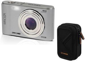 Minolta MND20 44MP 2.7K QHD 2.9" LCD Screen Digital Camera, Silver, With Case
