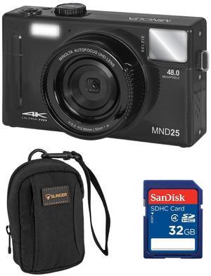 Minolta MND25 48MP 4K Ultra HD Wi-Fi 3.0" LCD Screen Digital Camera + Camera Bag