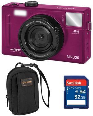 Minolta MND25 48MP 4K Ultra HD Wi-Fi 3.0" LCD Screen Digital Camera + Camera Bag
