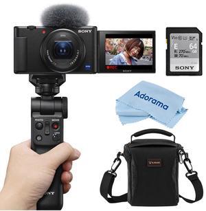 Sony ZV-1 Compact 4K HD Camera, Black, with Shooting Grip/Tripod, 64GB Card, Bag