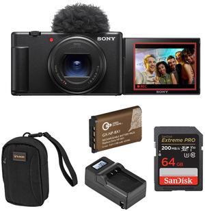 Sony ZV-1 II Compact Vlog Camera, Black + Essentials Kit #ZV1M2/B EK