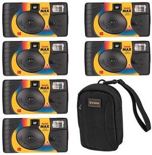 Kodak Max 35mm Disposable 27 Exposure Film Camera, ISO-800, 6-Pack, w/Camera Bag