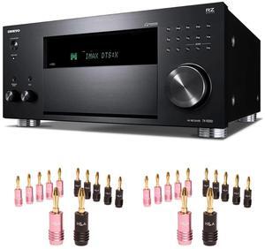 Onkyo TX-RZ50 9.2-Channel 8K/4K Network AV Receiver + Banana Plugs 12 Pairs