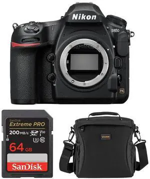 Nikon D850 DSLR Camera, Bundle with 64GB Memory Card, Alpine 160 Bag