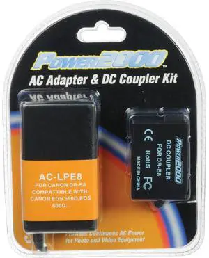 Power2000 AC Adapter & DC Coupler Kit for Canon DR-E8 #AC-LPE8
