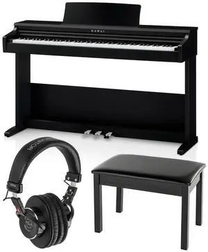 Kawai KDP75 88-Key Digital Piano with Bench, Embossed Black, Bundle with TAPH100 Closed-Back Studio Monitor Headphones