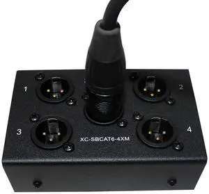ProX XC-SBCAT6-4XM 4-Channel XLR-M CAT6 Audio/DMX Portable Snake Box