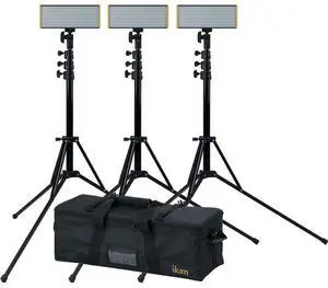 Ikan Onyx Half x 1 Bi-Color 3-Point LED Light Kit, with Muslin 10x10' Background