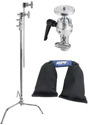 Kupo 40" Master C-Stand with Sliding Leg Kit with Camera Mounting Plate and 10 lbs Weight Bag