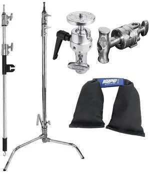 Kupo 40" Master C-Stand with Turtle Base with Baby Boom, Grip Head, Camera Mounting Plate and 10 lbs Weight Bag