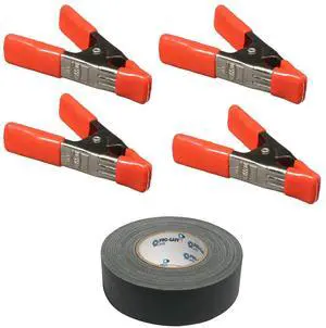 Bessey 4x XM3 1-1/4x1" Steel Spring Clamp, Orange, Bundle with Pro Tapes 2"x30 Yards Gaffer Tape