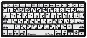 LogicKeyboard XL Print Wireless Bluetooth 3.0 Mini Keyboard (American English/Hebrew, Black on White)