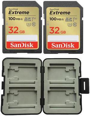SanDisk Extreme 32GB UHS-I U3 SDHC Memory Card, 2-Pack, with SCS-MW4 Card Case