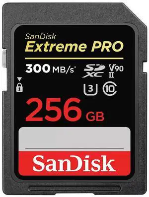 SanDisk Extreme PRO 256GB SDXC UHS-II Card, Up to 300MB/s Read and 300MB/s Write speeds, V90, 8K
