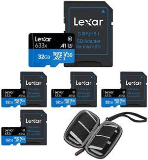 Lexar BLUE 32GB UHS-I microSDHC Memory Card  + SD Card Wallet 5 pack