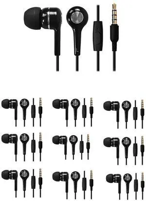 iMicro 10 Pack SP-IMT22 Wired In-Ear Earphones, Black