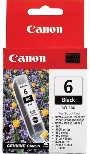 Canon 2 Pack BCI-6BK Black Ink Tank for Select i Series, S Series, PIXMA iP and MP Series Printers and the BJC 8200 Printer