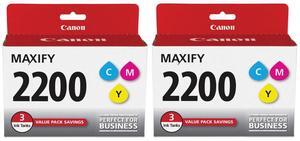 Canon PGI-2200 Cyan/Magenta/Yellow Ink Cartridges Pack for MAXIFY Series, 2-Pack
