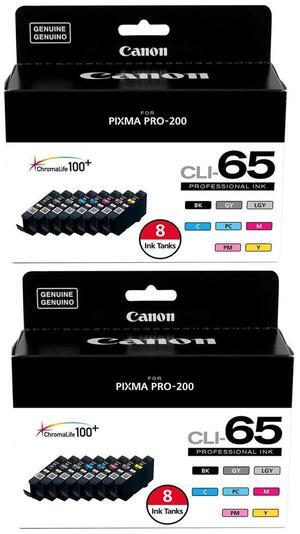 Canon 2 Pack CLI-65 Eight Color Ink Tank Value Pack for PIXMA Pro-200 Printer