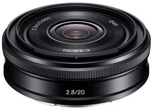 Sony E 20mm f/2.8 Lens, Black, Bundle with 49mm Filter Kit and 15x15" Lens Wrap