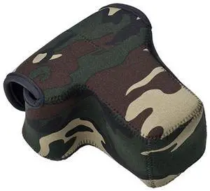 LensCoat Neoprene Body Bag with Lens Cover, Designed for a Camera Body with Lens up to 4.5" - Forest Green Woodland Camo