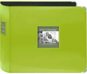 Pioneer crapbook Jumbo Binder 12x12" 3 D-Ring 2.5" Sewn Leatherette Frame, Lime