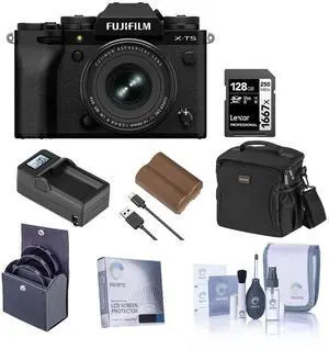 Fujifilm X-T5 Camera, Black with XF 16-50mm f/2.8-4.8 R Lens and Essentials Kit
