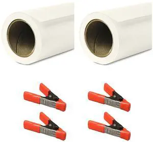 Savage 26"x36' Widetone Seamless Background Paper, Pure White, 2-Pack, Bundle with 4x 1-1/4x1" Steel Spring Orange Clamp