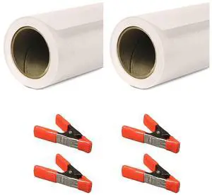 Savage 53"x36' Widetone Seamless Background Paper, Bone, 2-Pack, Bundle with 4x 1-1/4x1" Steel Spring Orange Clamp