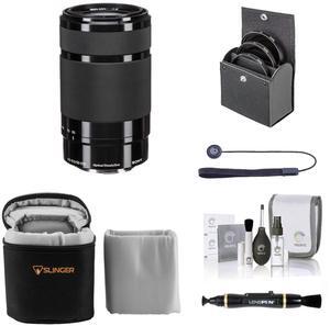 Sony E 55-210mm f/4.5-6.3 OSS Lens for Sony E, Black with Essentials Kit