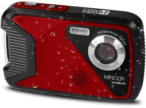 Minolta MN30WP 21MP Full HD 2.8" Touch LCD Screen Waterproof Digital Camera, Red