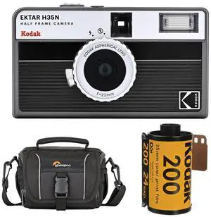 KODAK EKTAR H35N Half Frame Film Camera, Striped Black with Start Shooting Kit