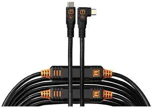Tether Tools TetherPro Optima 10G 31' USB-C Straight to USB-C Right Angle Cable, Black