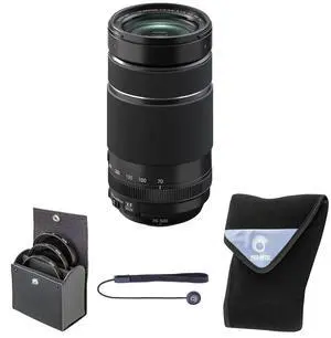 Fujifilm XF 70-300mm f/4-5.6 R LM OIS WR Lens, Black, Bundle with 67mm Digital Essentials Filter Kit and 19x19" Lens Wrap