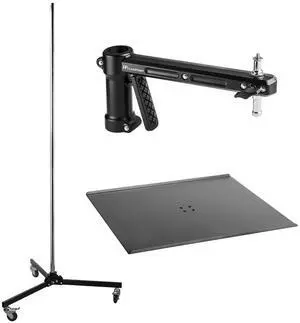 Flashpoint RB-PG Steel 2-Section Wheeled Pistol Grip Stand, Bundle with Pistol Grip, 16x18" Multi Mount Laptop Tray