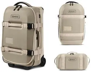 Pelican Aegis HY22 22" Wheeled Carry-On Roller Hybrid Duffel Bag, Sand, Bundle with PX18 18L Travel Backpack and SXH5 Protective Cross Body Sling Bag