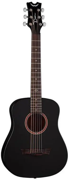 Dean Guitars Flight Mahogany Travel Acoustic Guitar with Gigbag, Rosewood Fretboard, Black Satin