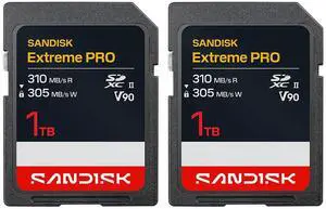 SanDisk Extreme PRO UHS-II V90 Cards UHS-II 1TB SD 310MB/s(R) / 305MB/s(W) Bundle SanDisk Extreme PRO UHS-II V90 Cards UHS-II 1TB SD 310MB/s(R) / 305MB/s(W) Bundle