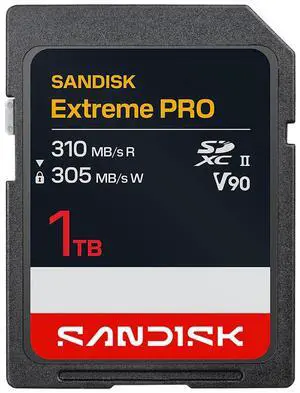 SanDisk Extreme PRO UHS-II V90 Cards UHS-II 1TB SD 310MB/s(R) / 305MB/s(W) SanDisk Extreme PRO UHS-II V90 Cards UHS-II 1TB SD 310MB/s(R) / 305MB/s(W)