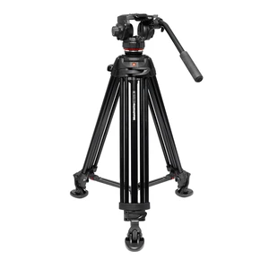 Manfrotto 3-Sec Al Twin Leg Video Tripod,502X Fluid Head,Mid-Level Spreader