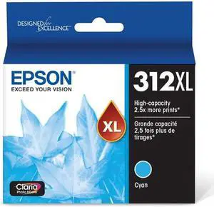 Epson T312XL Claria High Capacity Ink Cartridge for Inkjet Printer, Cyan