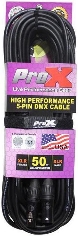 ProX XC-5PDMX50 50' 5-Pin DMX XLR5-M to XLR5-F High Performance Cable